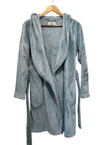 UGG Women's Hooded Short Robe Blue Green Small Pockets Comfort Warm Mom