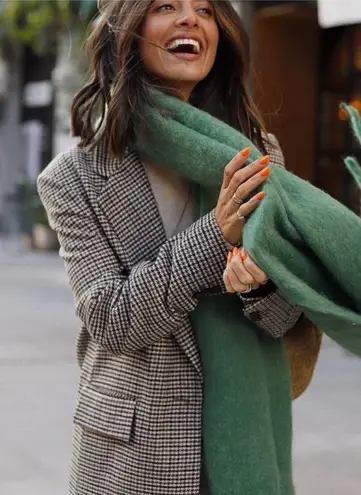 Mango  Oversized Houndstooth Blazer Brown Black Longline Jacket Medium - Image 1