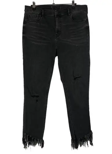 Free People  Great Heights Black Frayed Distressed Skinny Jeans 31