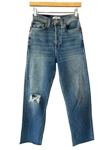 RE/DONE  Ultra High Rise Stovepipe Jean in Vintage Indigo Destroy Size 25