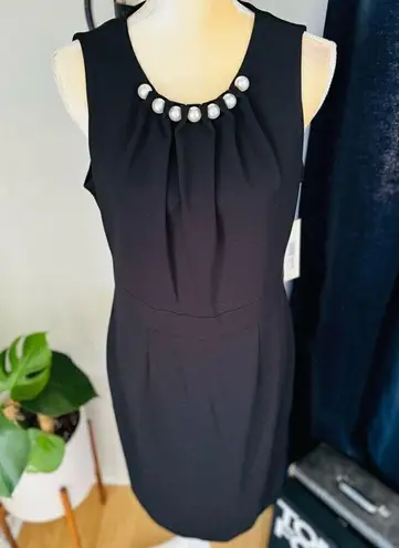 Eliza J Faux Pearl Sleeveless Shift Dress Classic Little Black Dress Size 12 NWT