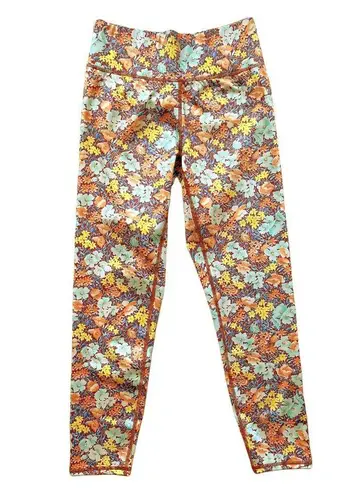 Veronica Beard Vilena Leggings Floral Orange Multi High Rise Workout Small NWT