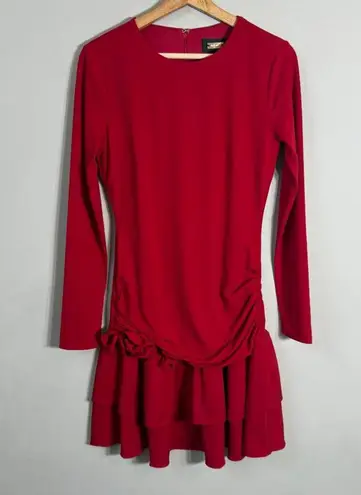 Alexia Admor Pluto Rosette Long Sleeve Mini Dress Women's Small Red Ruffle NWT