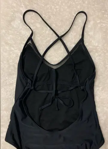 Xhilaration 🌸(3/$20) floral embroidered black mesh inset one piece swimsuit