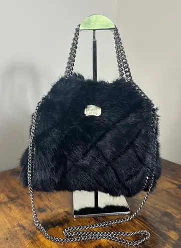 Stella McCartney Fur Free Fur Black Quilted Chain Shoulder Bag