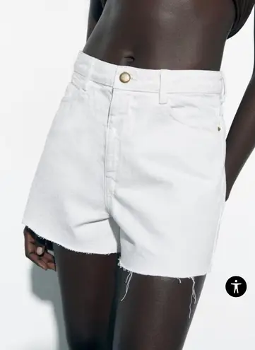 ZARA White High Rise Denim Shorts