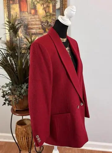 PBM Womens 12 Red Lined Double Breasted Button Collared Long Sleeve 100% Camel