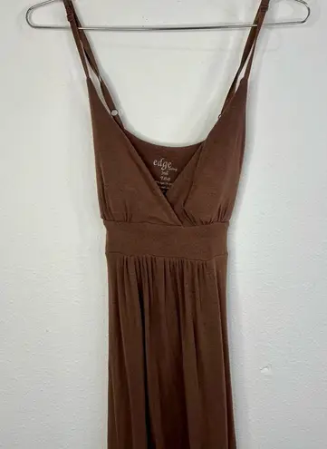 Edge Brown Spaghetti Strap Empire Waist Midi Dress Size Small Casual Chic
