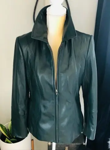 Preston & York Preston & York Lambskin Leather Moto Jacket, Luxurious, Dark Green, Small, NWT
