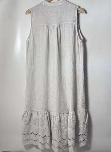 Rosemarine Dress 100% Linen Made In Italy Midi Short Sleeves S Eyelet Fl…