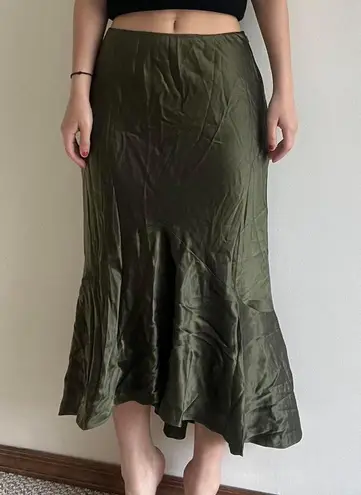 Ralph Lauren Olive Green Silk Skirt NWT