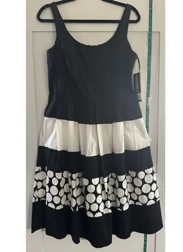 Julian Taylor New York Women's Black & White Stripe Polka Dot Sundress Sz 12