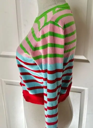 Cider  green and red striped long sleeved sweater