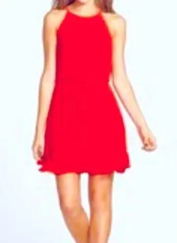 Lush Clothing Lush Red Halter Dress Chiffon Mini Fit Flare Lightweight M