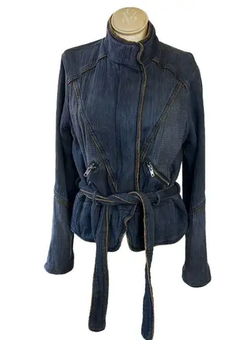 Free People Double Cloth Twill Wrap Jacket In Navy Women’s Small