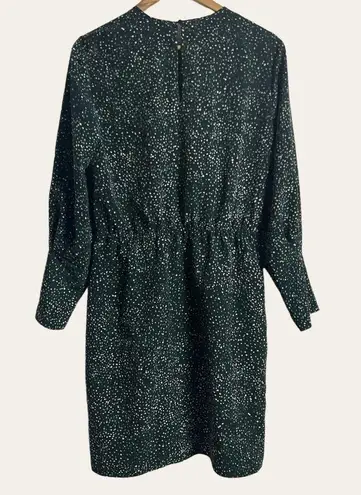 H by Halston Green Scattered Dots Print Long Sleeve A-Line Dress Size M NWT
