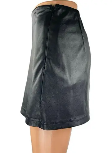 Tic Toc Women's Black Faux Vegan Leather High Waisted Mini A-Line Skirt Size S