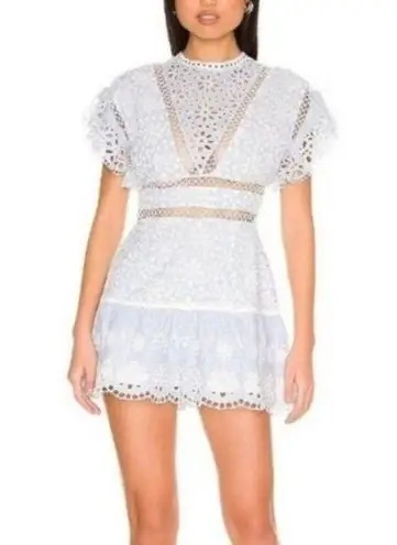 Saylor Blue & White Shanice Lace Eyelet Romper Size Medium