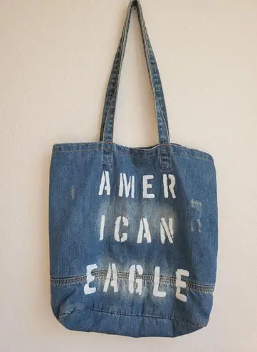 American Eagle  Womens Jean Denim Bag Shoulder Tote distressed Ladies Pur…