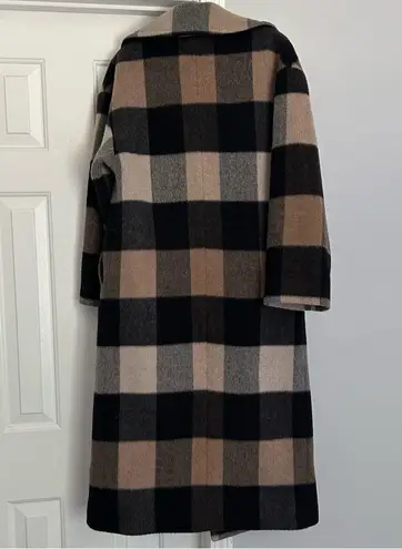 HiSo (hide society) Isabella long cashmere blend coat in camel buffalo plaid Black Size undefined
