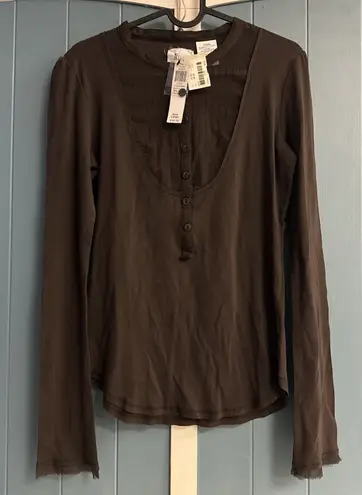LINQ California Chocolate Brown Henley Women’s Size L Large MSRP $68 NWT