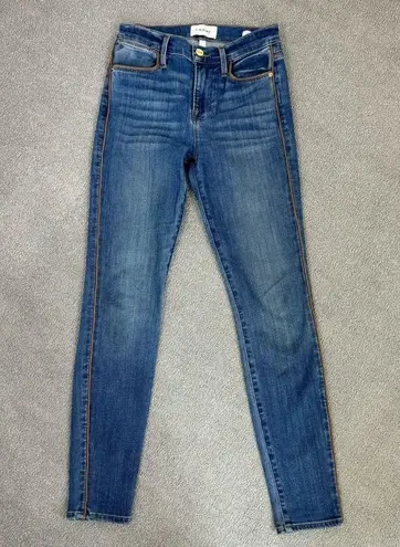 frame denim  Le High Skinny Side Seam Piping Bonhill Jeans Blue Size 25