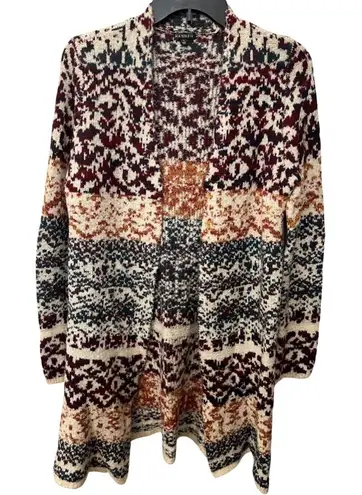 Multicolored mid length Longsleeve Cardigan Sweater Blue Size L