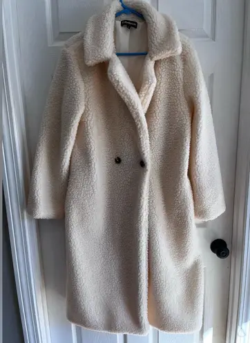 Women's Cream Teddy Coat Faux Sherpa Style Size Large