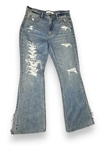Hidden Jeans Women Wide Leg Boot Cut Blue Jeans 29 Flare Distressed Rock Concert