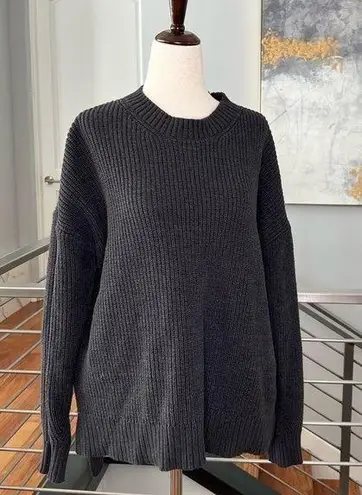 BCBGMAXAZRIA  Charcoal Rib Knit Crew Neck Sweater, Size S