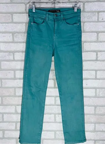 Veronica Beard High Ryleigh High Rise Slim Straight Jeans in Teal Size 26