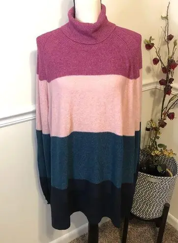 Lane Bryant  Striped Colorblock Turtleneck Sweater 18/20