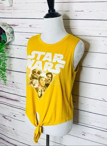 Star Wars Yellow Sleeveless Tie Front Top Size Medium