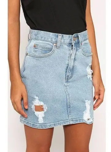 Afends Beat Chevy Denim Skirt in Stone Blue