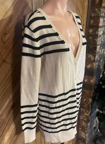 Haute Hippie  Large Tan And Black Striped Merino Wool Cardigan - Image 2