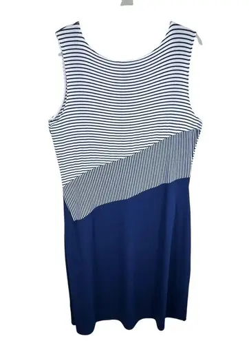 Coldwater Creek NWT Navy White Striped Scoop Neck Stretchy Midi Tank Dress PXL