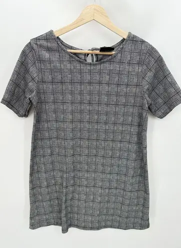 Victoria R Top Women SIZE M Black Plaid Short Sleeve Keyhole Tie Back Clueless Size M