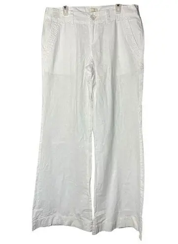 Rubbish White Linen Blend Wide Leg Flare Pants Size 7
