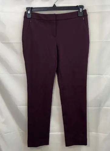 NEW Alfani women's deep red purple slim leg tummy control stretch casual pants 6 Size 6P