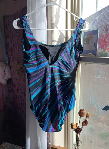 Women’s one piece colorful purple blue black bathing suit Multiple Size 10