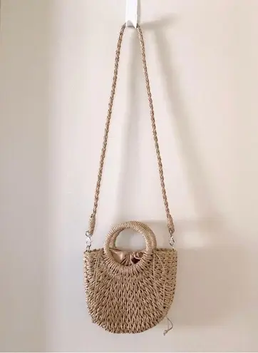 Woven Straw Crossbody Bag Tan