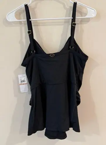 Jantzen NWT Sleeveless Muse Flared Tankini Top Swimwear Black Women's Size 12