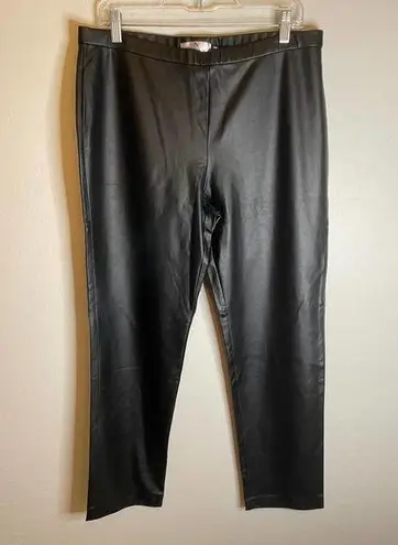 Natori  | Black Faux Leather Full Length Straight Leg Pull On Pant Size Large