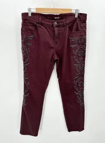 Urban Outfitters  BDG Jeans Women 32 Burgundy Mid Rise Twig Ankle Denim