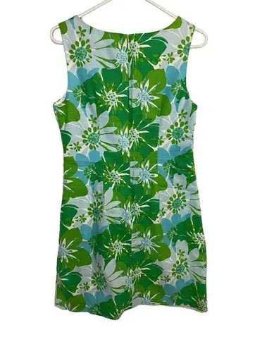 Kensie  Shift Dress Sleeveless Size 6 Green Blue Floral Embroidered‎ Trim Summer