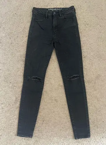 American Eagle  Outfitters Black Super High-Rise Distressed Jegging Skinny Jeans