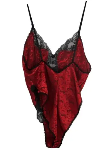 Indulgence 1990s Vintage Red Lace Lingerie Bodysuit Small Boudoir Sexy Goth
