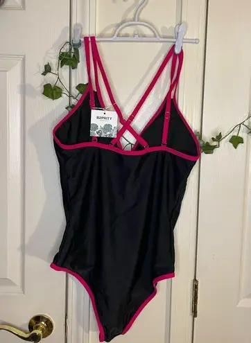 One Piece Black hot pink  swim