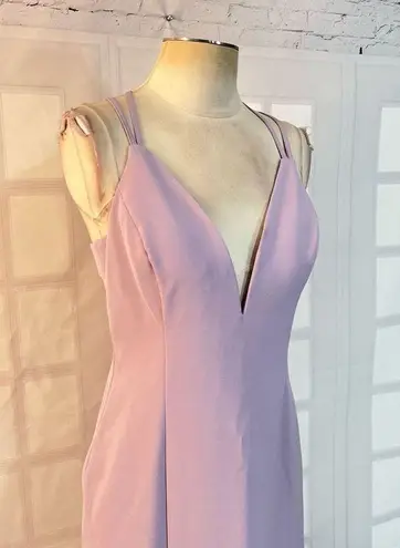 Aidan Mattox Aidan by lilac purple plunge neck cage back column gown size 10