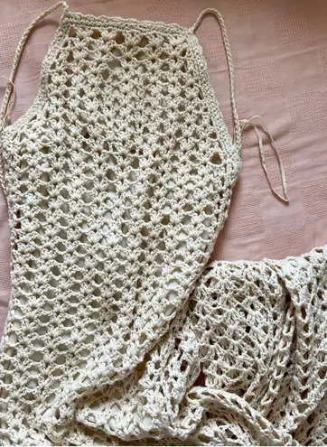 Glassons | Crochet Halter Midi Dress with Crisscross Back Tie Closure Medium